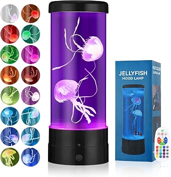 M METERXITY Jellyfish Lamp with 17 Light Effects, 4 Modes Electric Jellyfish Tank Table Lamp with Remote, Mood Table Lamp for Home, Office, Aquarium, Tank [Black] [Energy Class A]