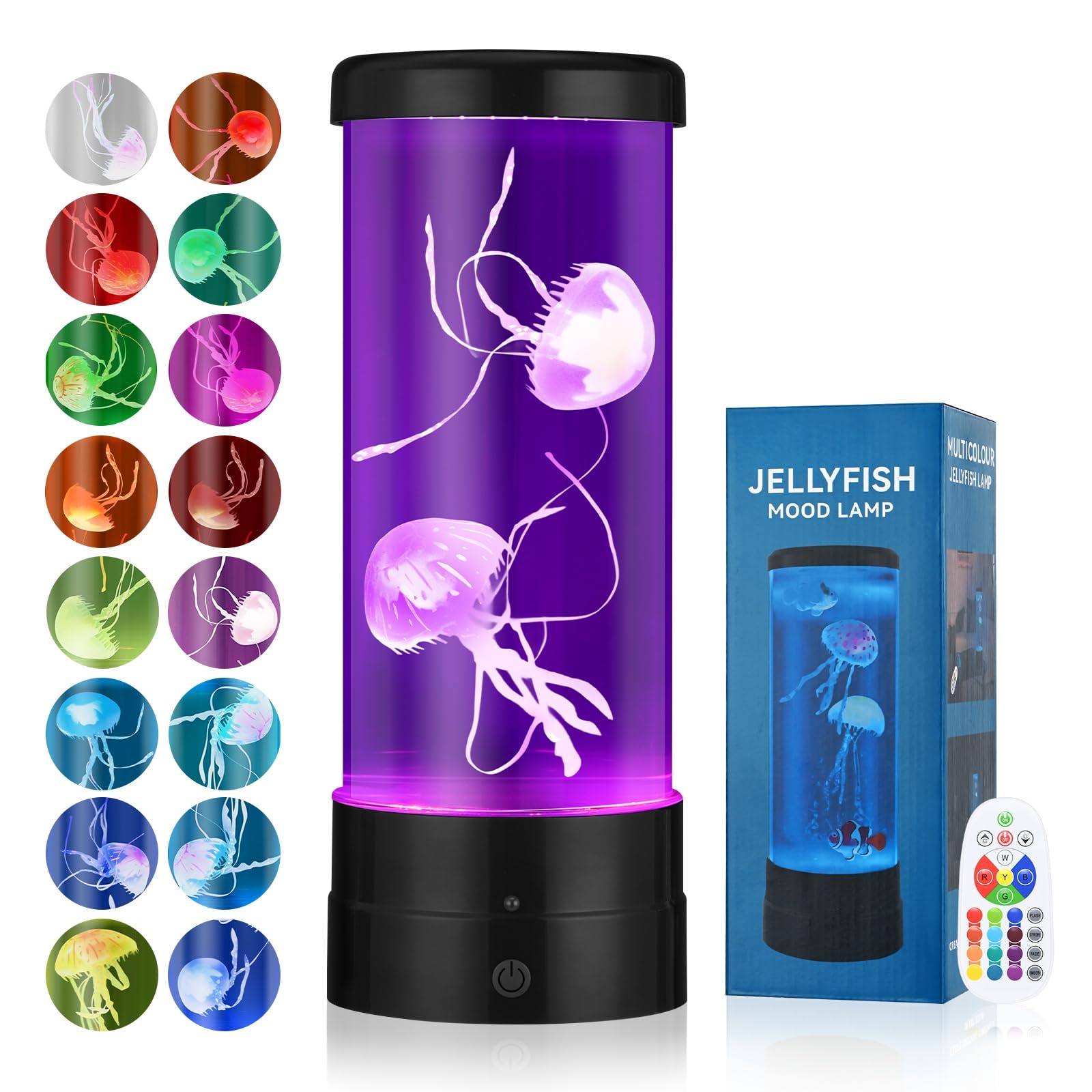 M METERXITY Jellyfish Lamp with 17 Light Effects, 4 Modes Electric Jellyfish Tank Table Lamp with Remote, Mood Table Lamp for Home, Office, Aquarium, Tank [Black]