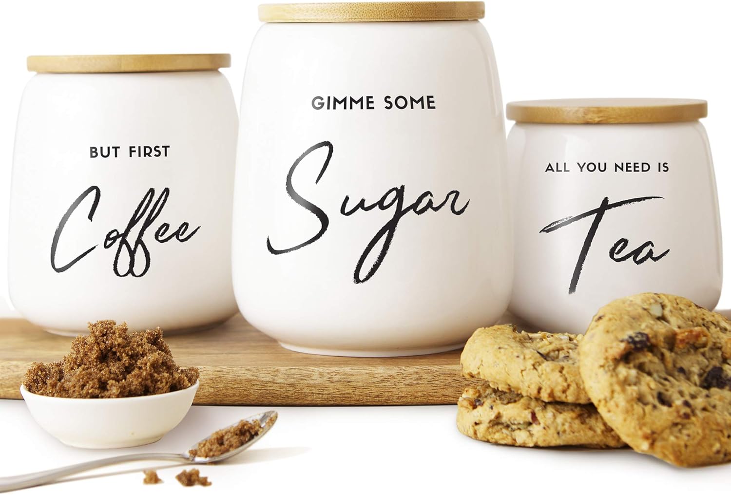 Coffee Tea and Sugar Ceramic Canister Set
