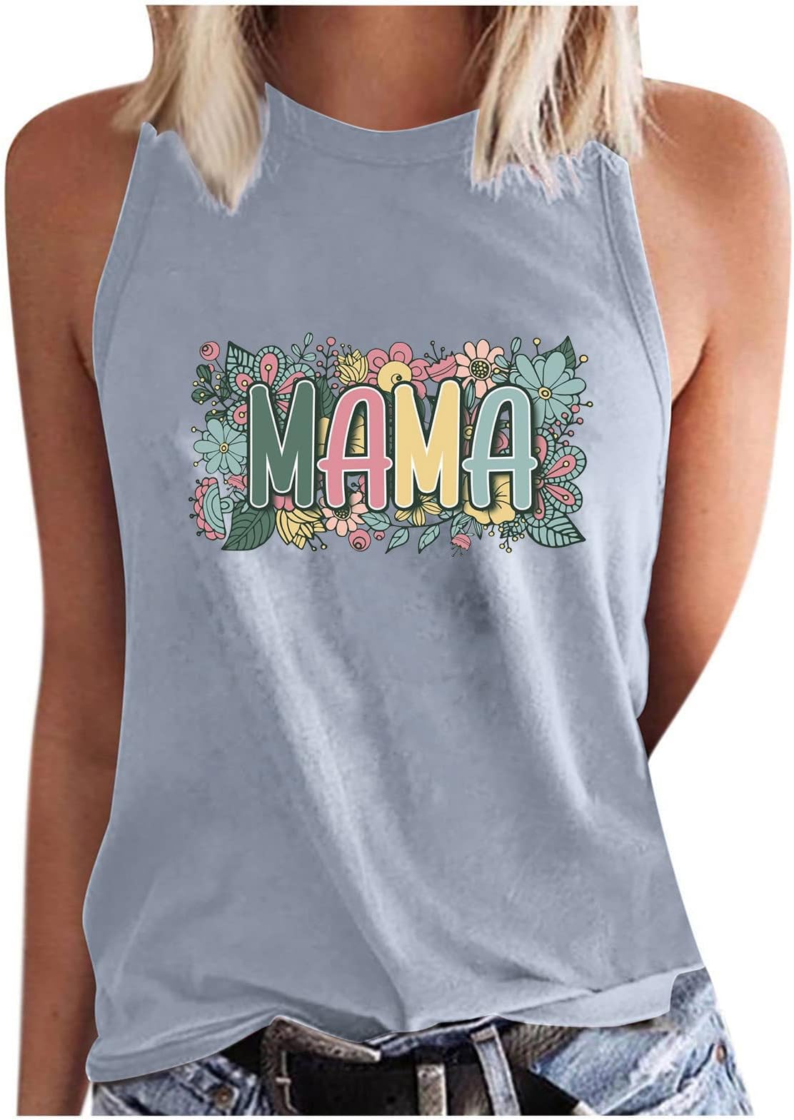 Dog Mom Tshirts for Women Funny Dog Paw Graphic Print Tank Tops Summer Sleeveless Round Neck Mom Shirt Casual Workout Top