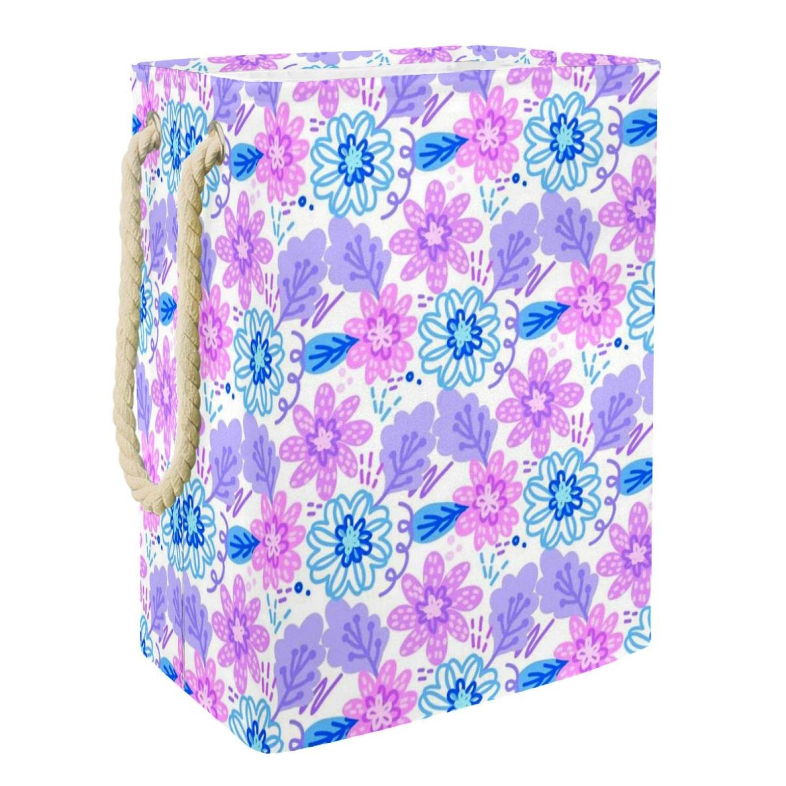 Panier à linge avec poignée durable et grand volume au style floral printanier