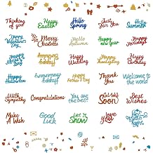 30 pcs Holiday Blessings Die Cuts, lyfLux Die Cuts for Card Making, Holiday Blessings, Good Luck, Words of Thanks, Make a Wish, Words of Welcome, Card Making Supplies