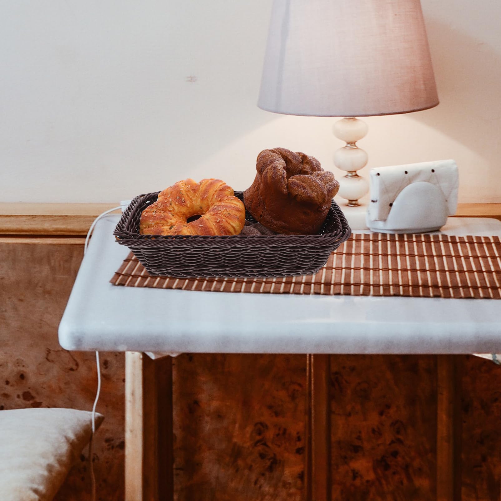 3pezzi Cestino Da Pane Woven Rattan Elegante Cestino Per Servire e Decorare Versatile Per Cucina e Ristorante Stile Naturale