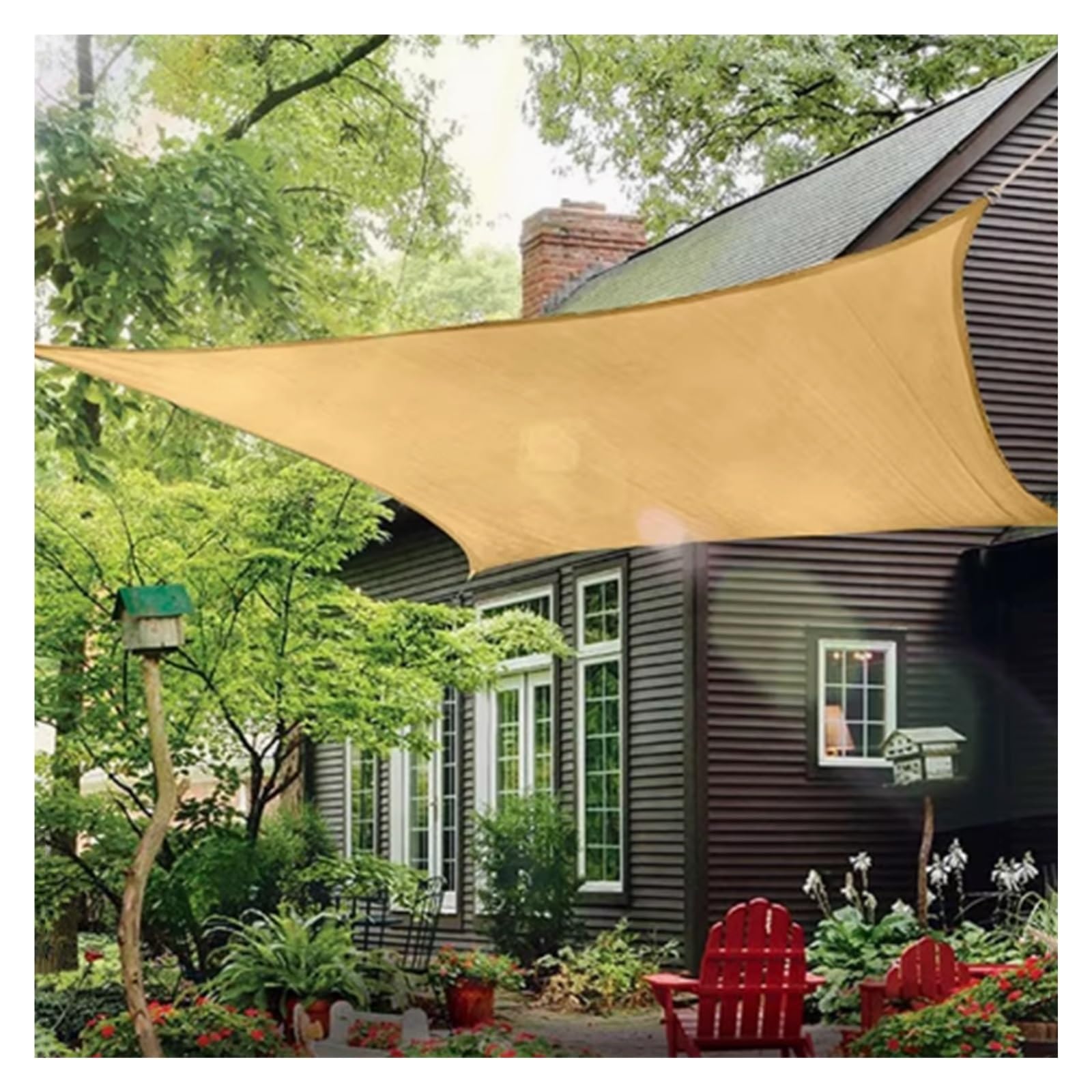 XANAYXWJ Telo Parasole per Esterni Protezione UV Copertura per tettoia Rettangolare con Fibbia Tipo D Vela ombreggiante Impermeabile per Patio e Balcone (3x6m)