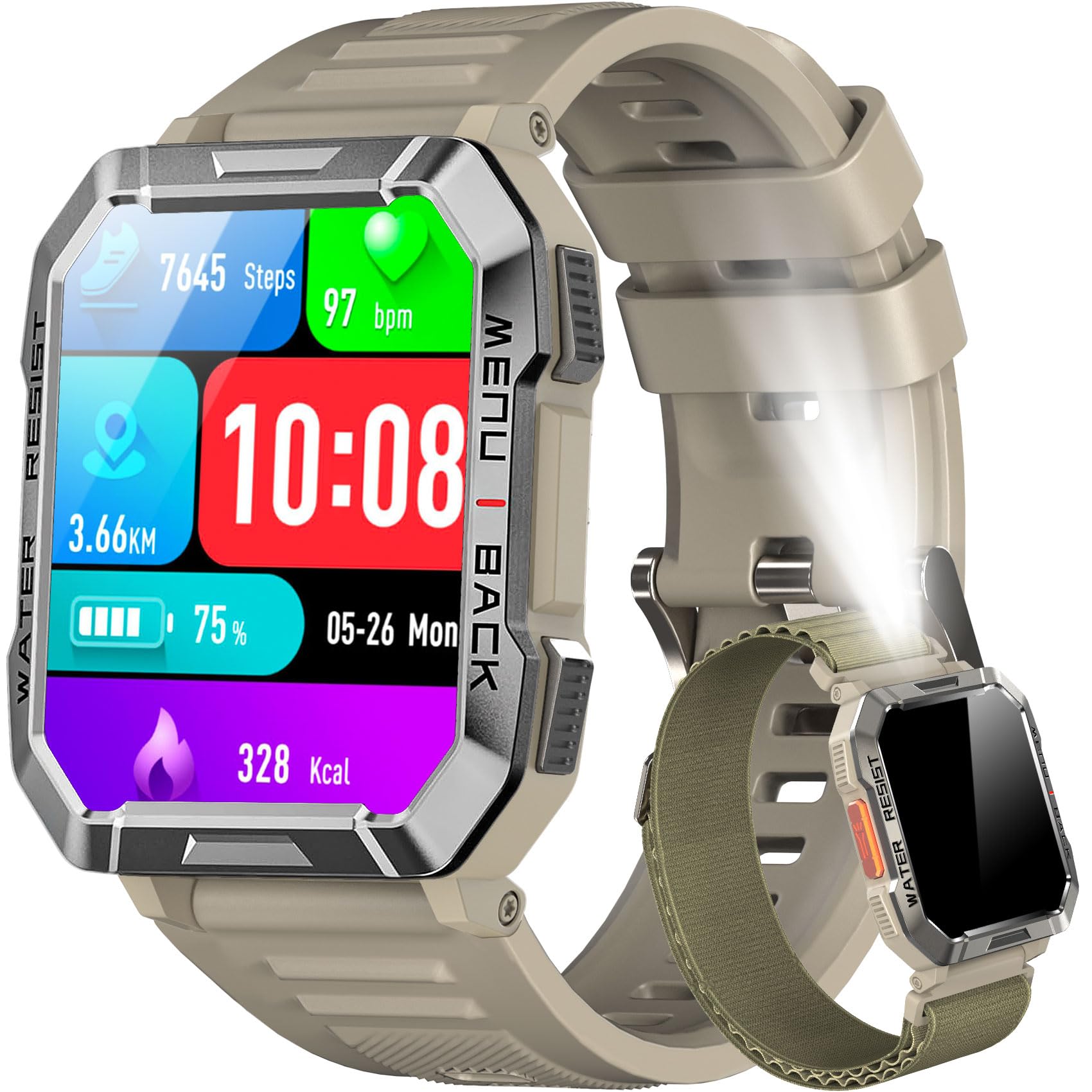 Blackview Smartwatch Uomo, Smartwatch Militare Uomo Fitness con Chiamate Bluetooth,2.01" Orologio Intelligente 112+ Modalità Sportive/900 mAh/Sonno/Cardiofrequenzimetro/Torcia/Bussola per Android IOS