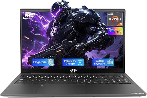 Miniatura 9 de NIMO Portátil IPS FHD de 15.6 pulgadas, 16 GB de RAM 512 GB SSD AMD Ryzen 5, 4 núcleos hasta 3.7 GHz, computadora estudiantil con 2 años de