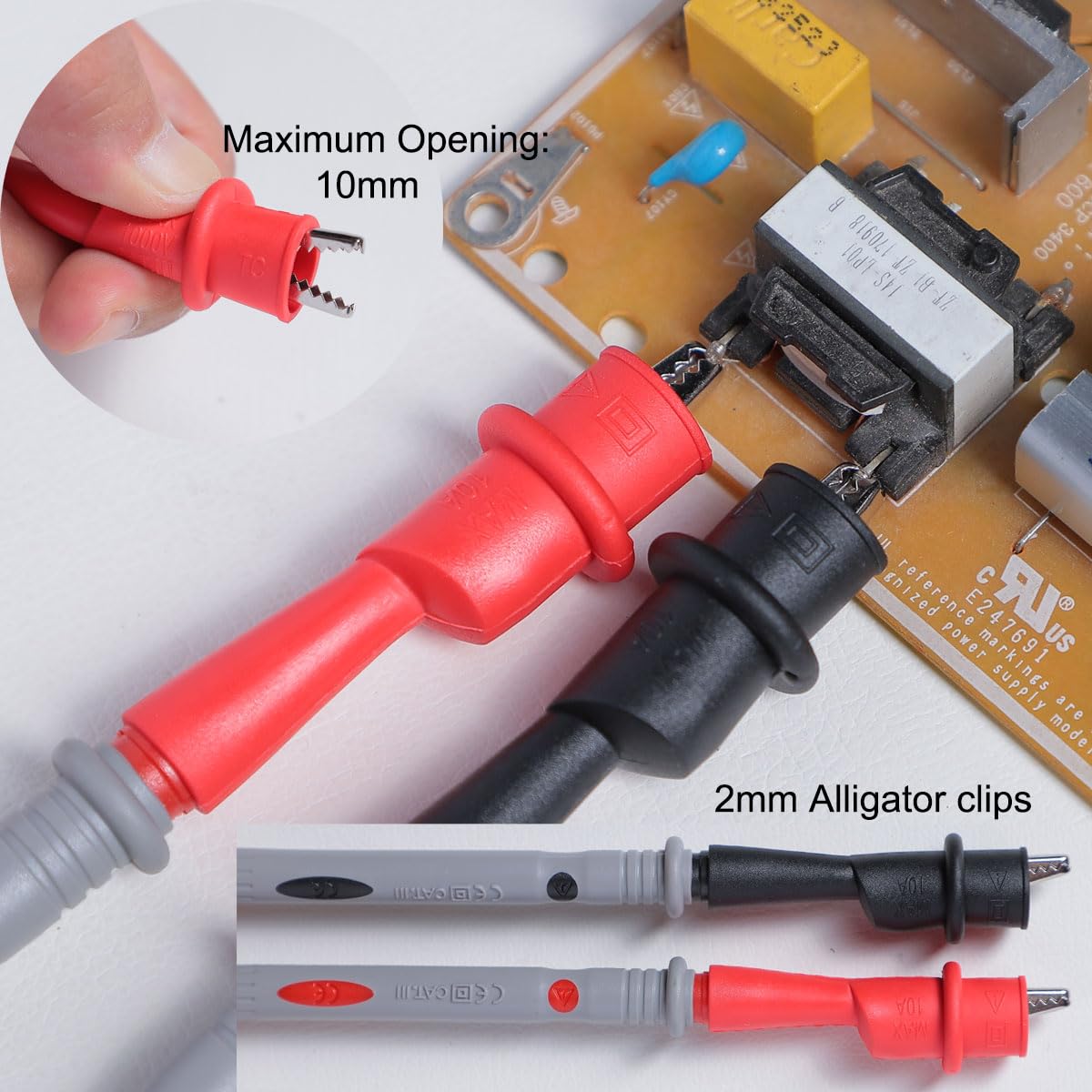TKDMR 19-teiliges elektrisches Multimeter-Messleitungs-Set mit Krokodilklemmen, Testhaken, Testsonden, Leitung, professionell, 5 Farben, Überbrückungskabel-Set, 1000 V, 10 A, CAT.II