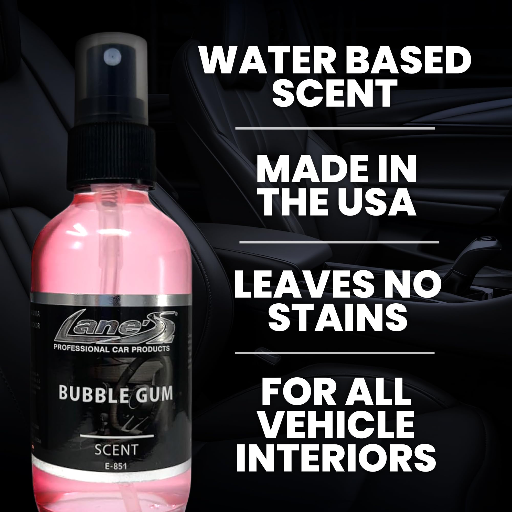 Lane's Ambientadores de coche de alta calidad, con aroma a chicle a base de agua, 4 onzas, eliminan los malos olores de mascotas y alimentos del interior del coche, alfombra, tapicería, ideal para