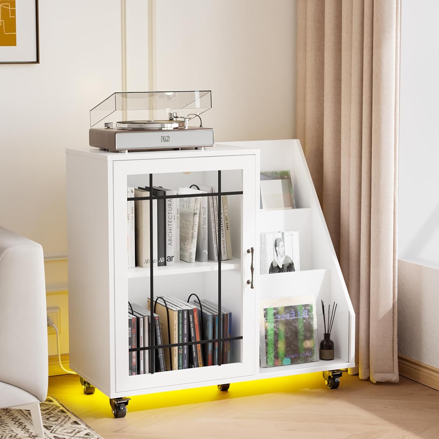 VINGLI Large Record Player Stand with Display Area