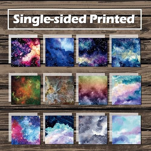 Miniatura 7 de YASMEN Bloc de papel para álbumes de recortes, 24 hojas de papel de mezcla temática celestial, 6 x 6 pulgadas, almohadillas de papel de cartulina de