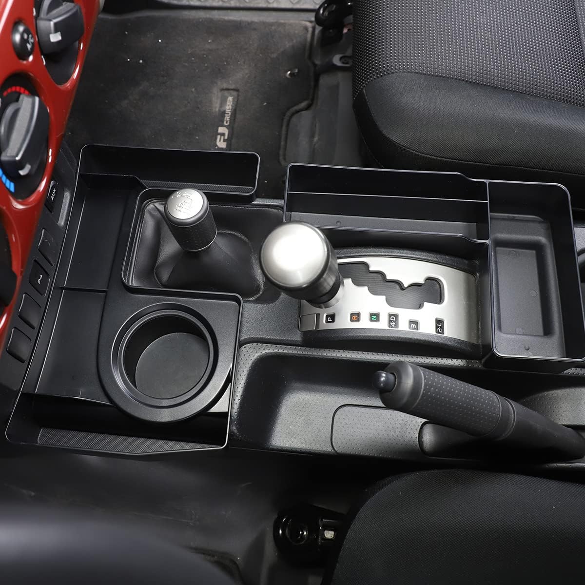 for Toyota FJ Cruiser 2007-2021 car Center Console Side Outlet Storage Bag Trunk Storage Box (Central Control Gear L+U Shaped Storage Box)
