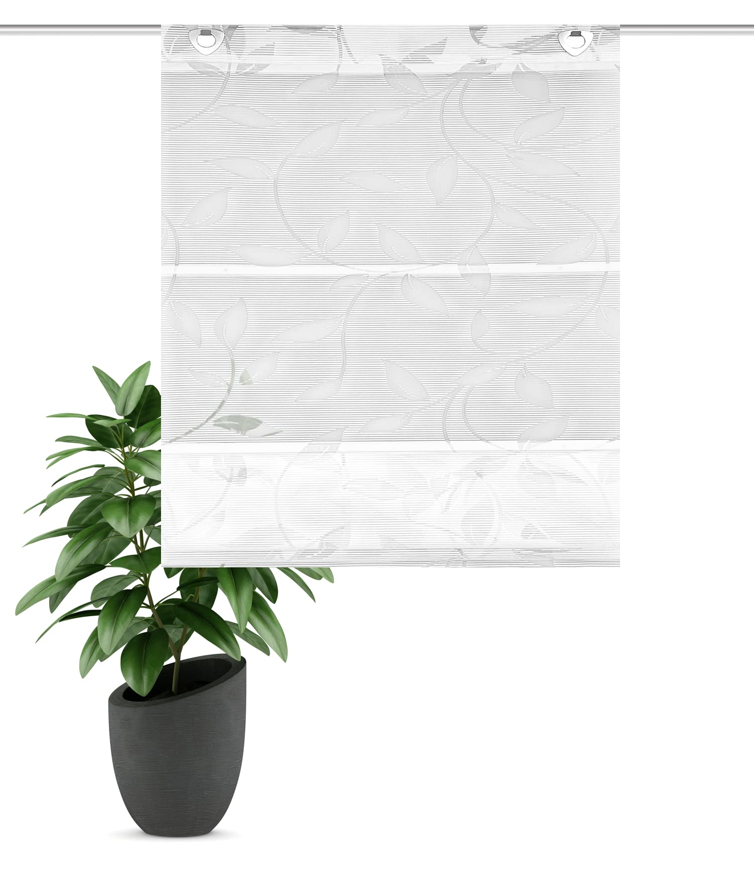 91515 Magnetrollo RANA Ausbrenner Bambus, Ranken-Motiv, Fensterhaken, Farbe:weiß, Größe:130 x 80 cm, Anzahl:1