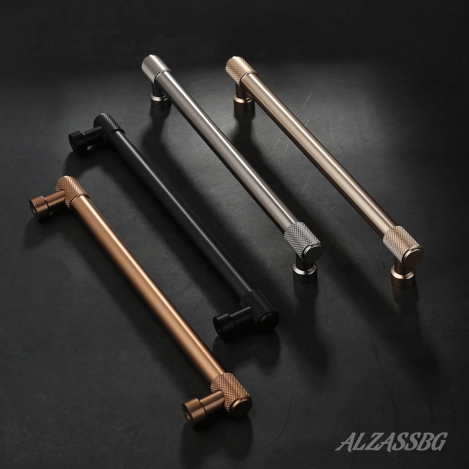 Alzassbg 10 Pack Brushed Satin Nickel Cabinet Pulls, 7 Inch(177mm) Hole Centers Knurled Kitchen Cabinet Handles for Cabinets and Drawers AL3017SN