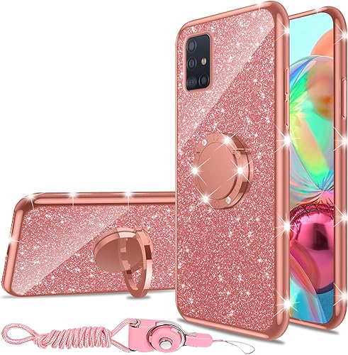 Miniatura 8 de nancheng Funda para teléfono Samsung Galaxy A51 5G (no 4G) para niñas y mujeres, bonita funda transparente de silicona suave con anillo de atril,