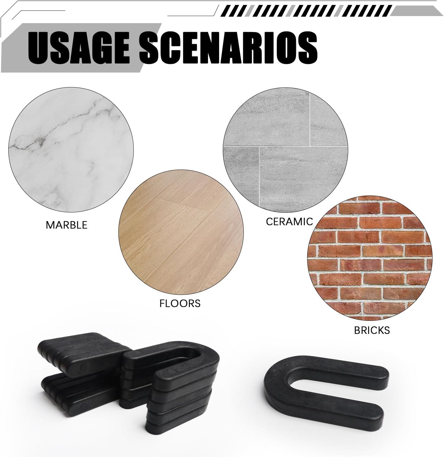 1000 Horseshoe Tile Spacers, 1/4-Inch U-Shaped Plastic Spacers for Tile Leveling System Floor Wall Tile Installation