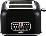 Salton Digital Touch Toaster 2 Slice | Smart Toaster with Touchscreen Controls | 7 Browning Levels 6 Presets Bagel Waffle Pastry | Wide Self Centering Slots | Removable Crumb Tray | Black (ET2170)