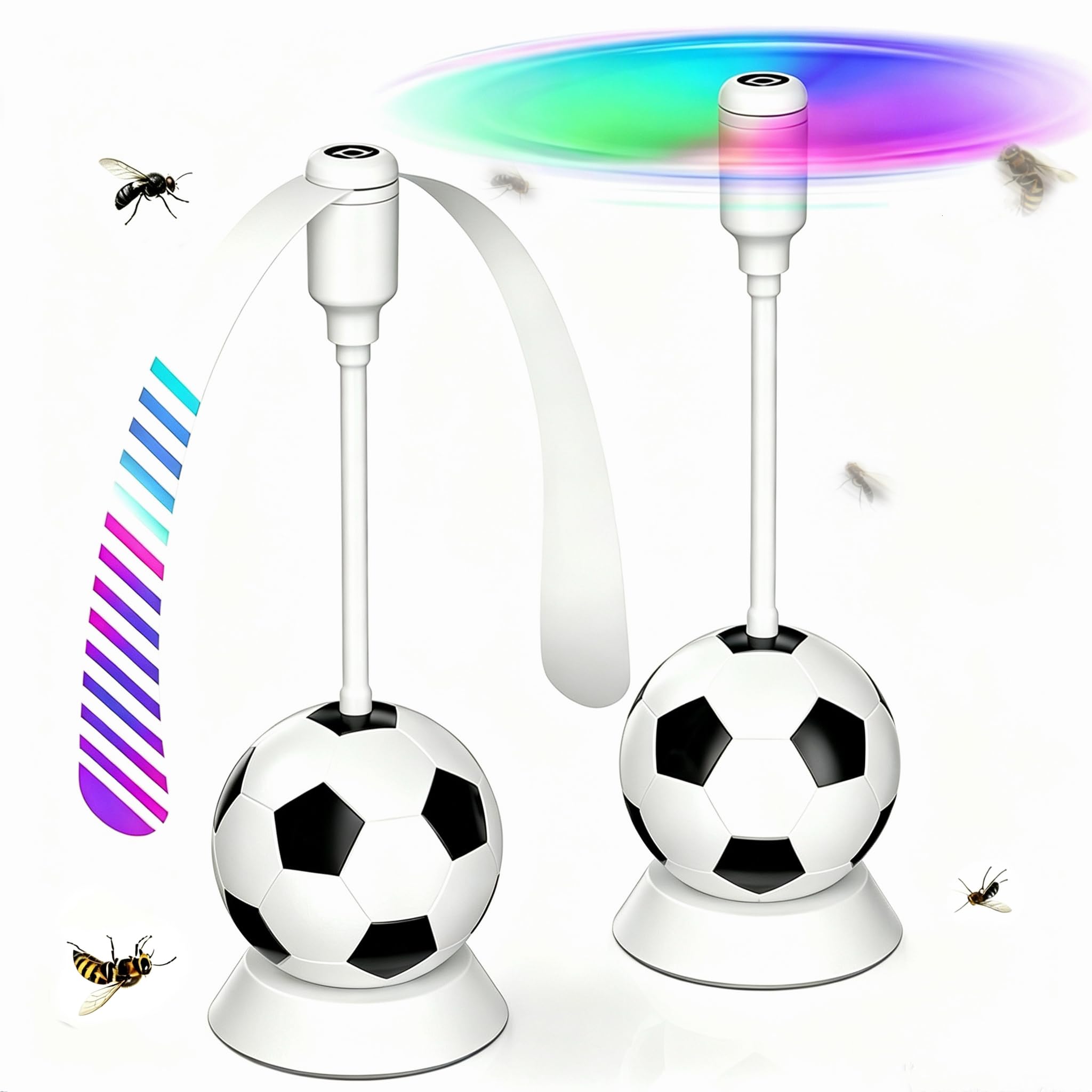 Fliegenwedler, Fliegenabwehr Tischventilator mit Haken, Soft-Stop, Tragbarer Mückenventilator& Fliegenvertreiber, Effektiver Schutz gegen Fliegen, Mücken und Wespen für Tisch,Terrasse,Restaurant,2 Stk