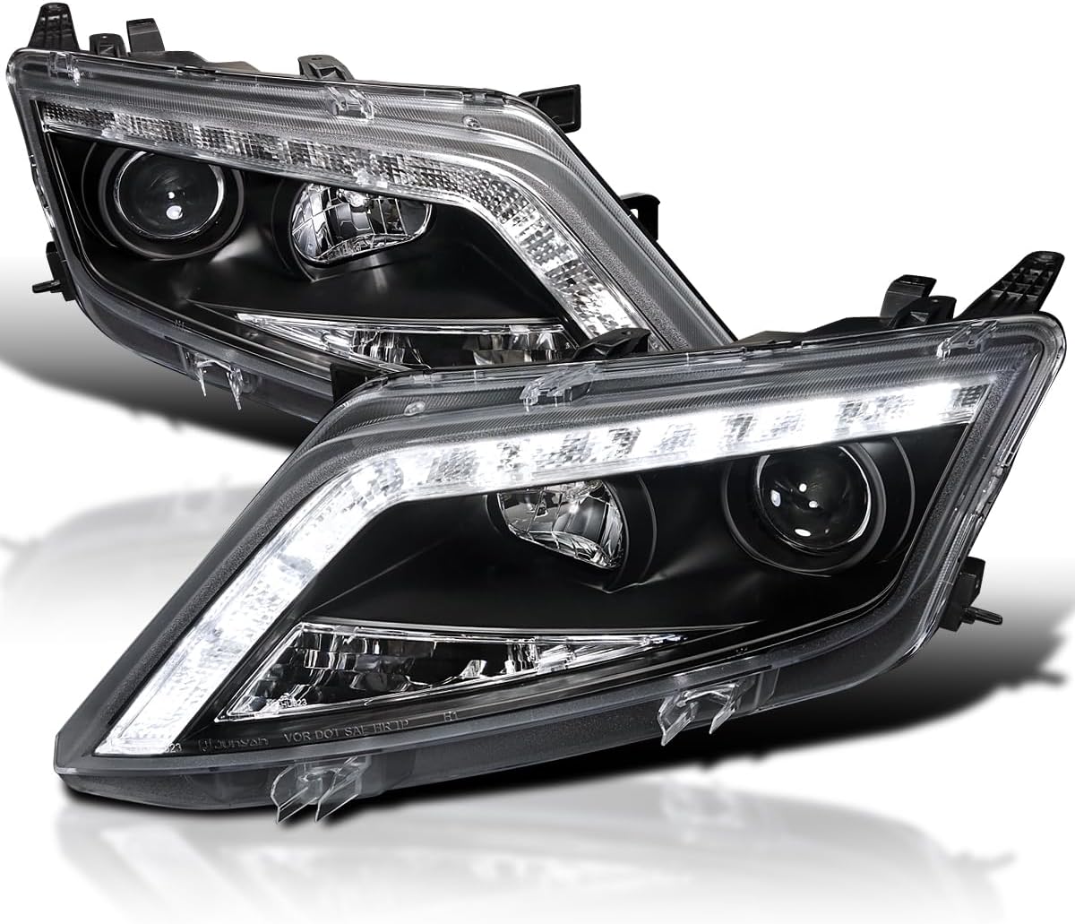 SPEC-D TUNING LED Projector Black Headlights Compatible with 2010-2012 Ford Fusion Left + Right Pair Headlamps Assembly