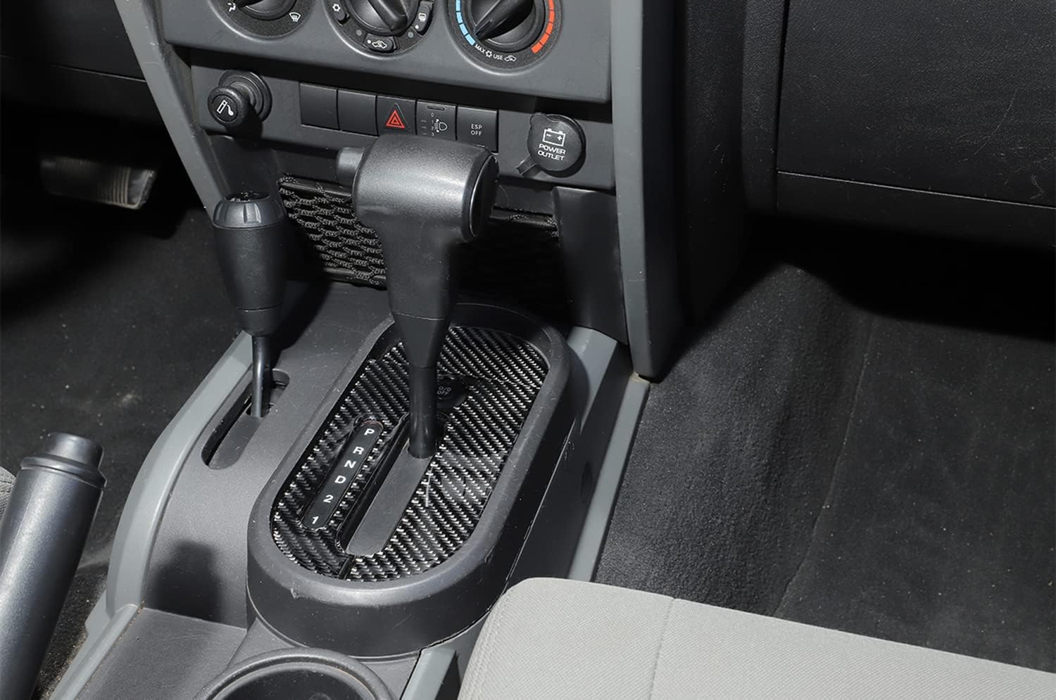 Center Consoles Gear Shifter Box Panel Cover Trim Carbon Fiber Gear Panel Frame Stickers Compatible with Jeep Wrangler JK JKU 2007 2008 2009 2010 Interior Accessories