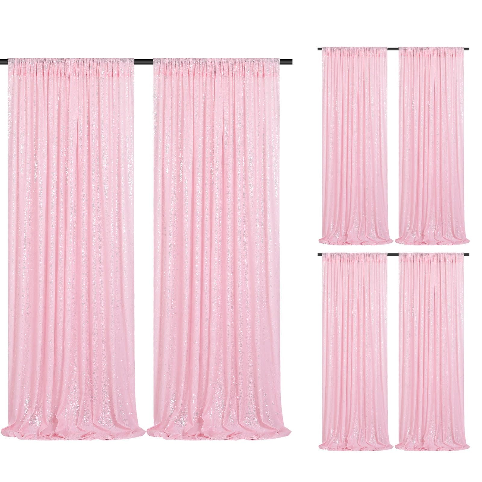 2 Pieces Gold Sequin Backdrop Curtain Panels Stage 2FTx8FT Party Wedding Background Drapes — view 15