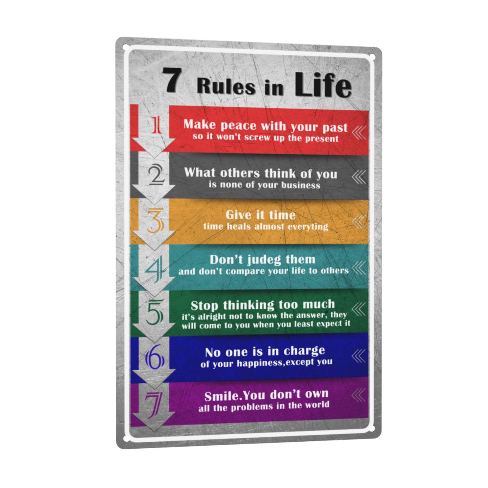 SMAZDFXX Motivational Quotes Sign,7 Rules Of Life Signs,Motivational Poster Wall Decor Signs Inspirational Posters For Home Office 12"x16"