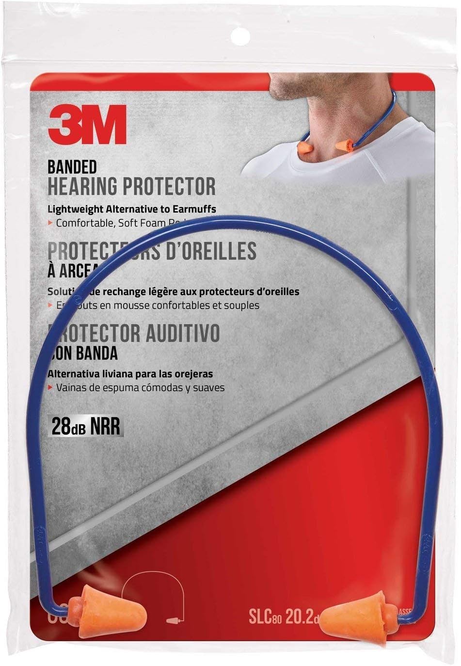 3M Banded Hearing Protector, Noise Reduction Rating (NRR) 28 dB, Lightweight Alternative to Earmuffs, Easy to Insert &amp; Remove, Soft &amp; Flexible Foam Ear Plugs, Convenient (90537H1-DC) (Pack of 6)