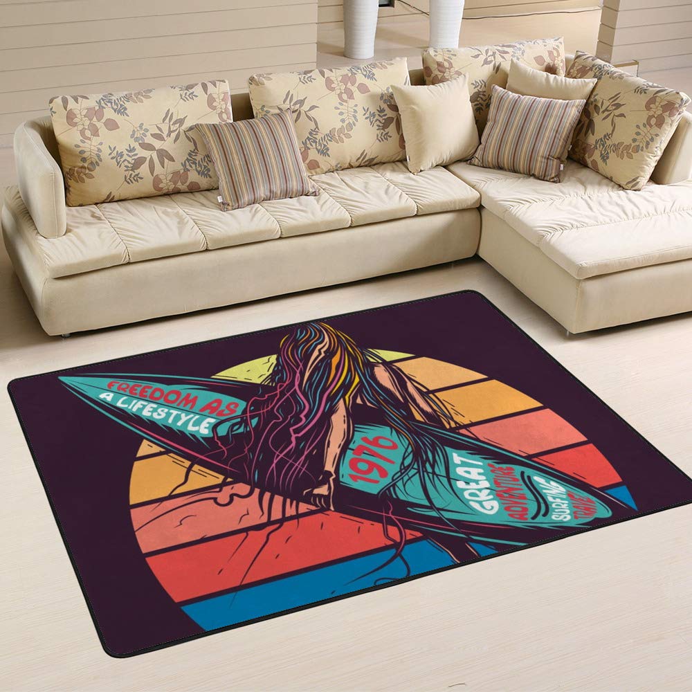 Tapis de style rétro néon durable et facile à nettoyer pour salle à manger Ruchen