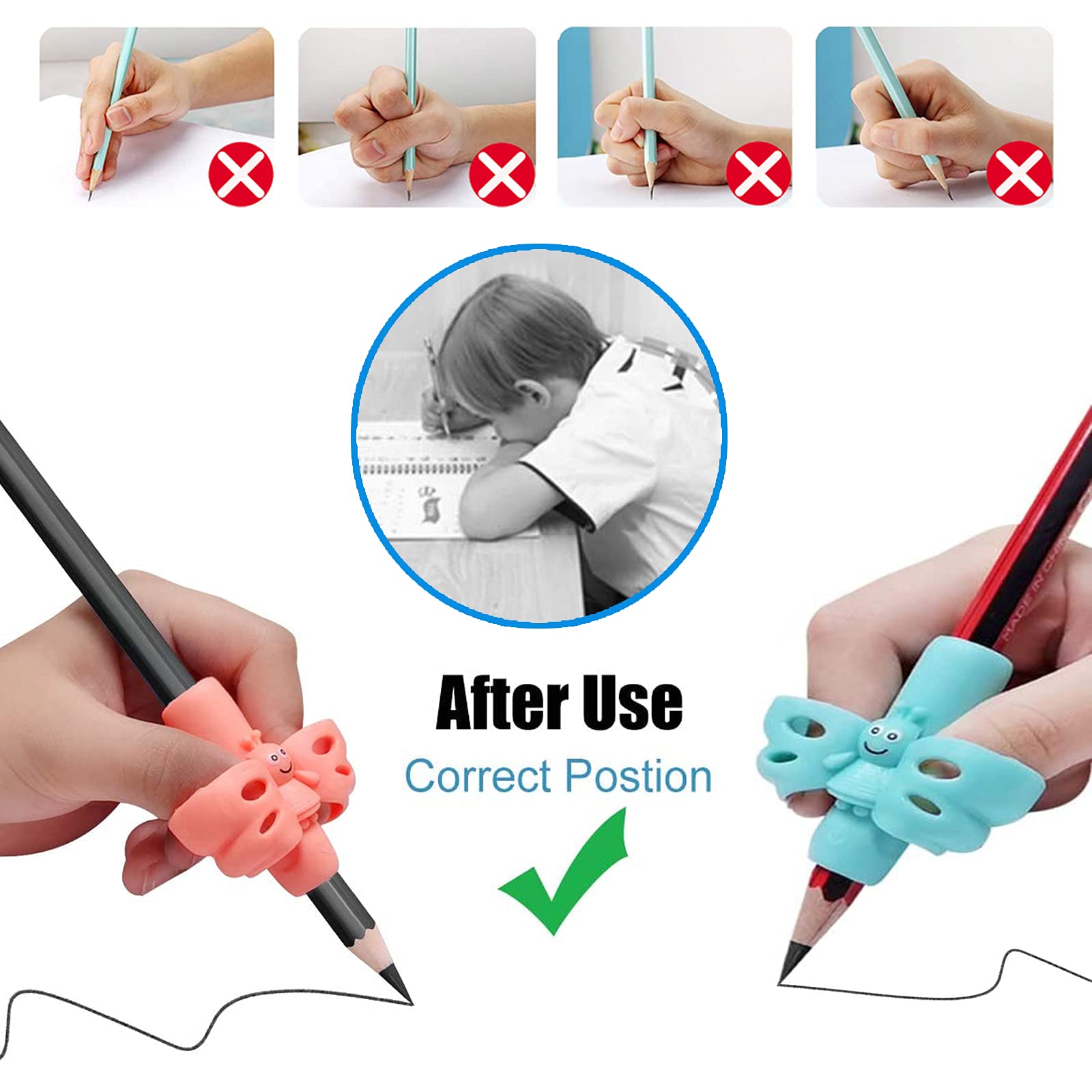 Pencil Grips, Pencils Grips for Kids Handwriting, Pencil Holder for