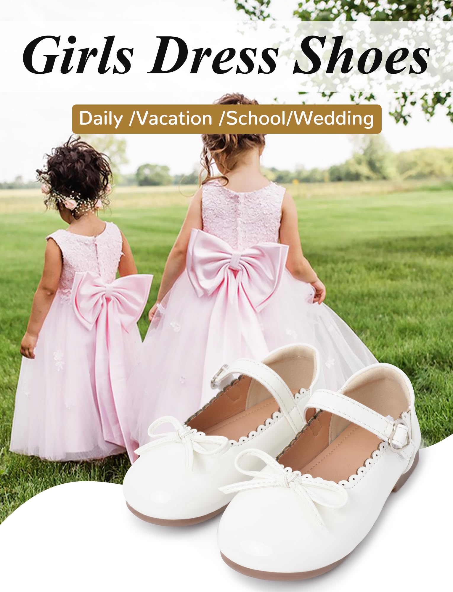 SEAUR Mode Chaussures Mary Jane Fille Chaussures de Cérémonie Mariage Princesse Enfant Ballerines Mary Jane Cuir 21-30 EU