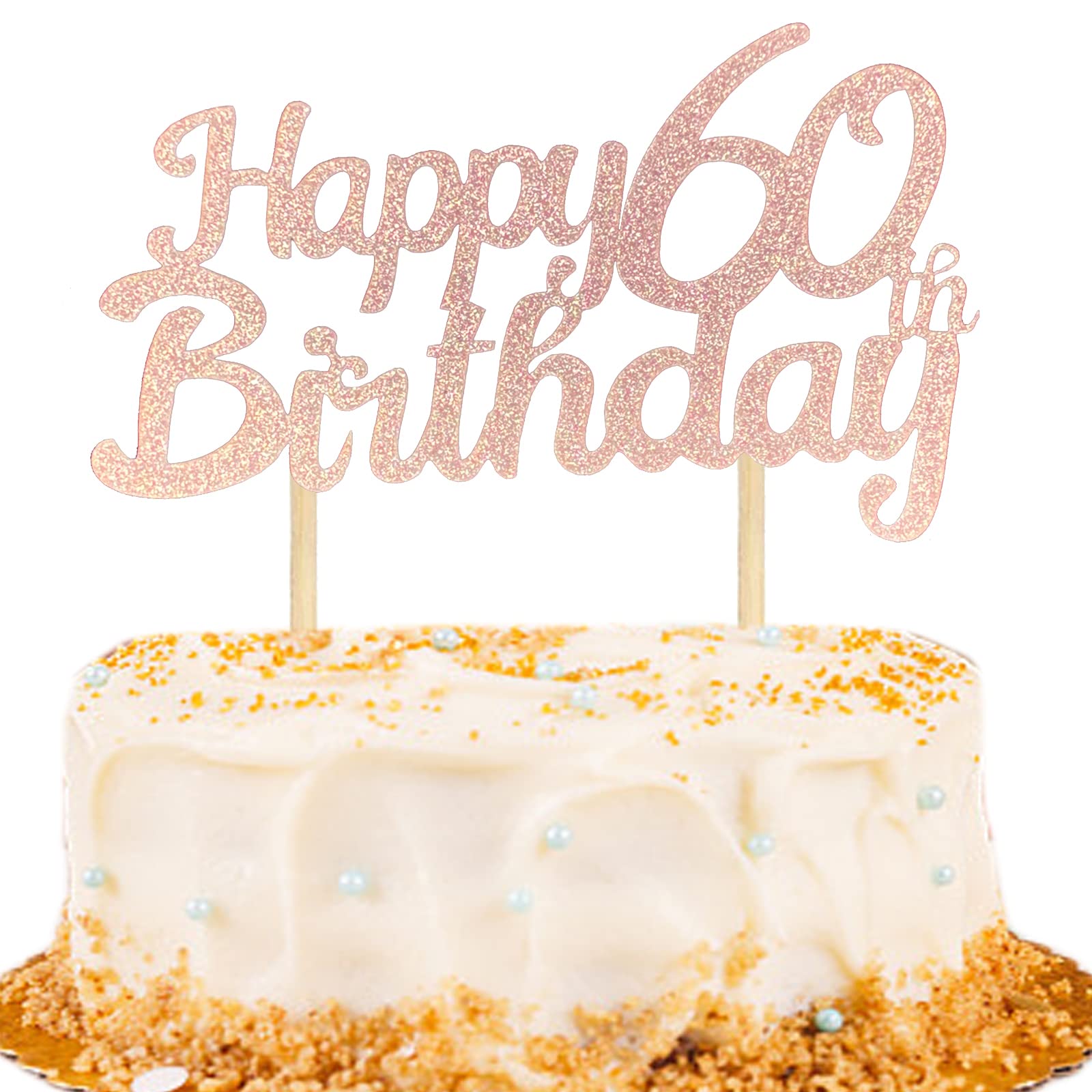 ANCTEY 3 Packs Rose Gold Glitter 60th Cake Topper 60 Cake Topper Happy 60th Birthday Cake Topper 60th Birthday Cake Toppers for 60th Birthday Decorations