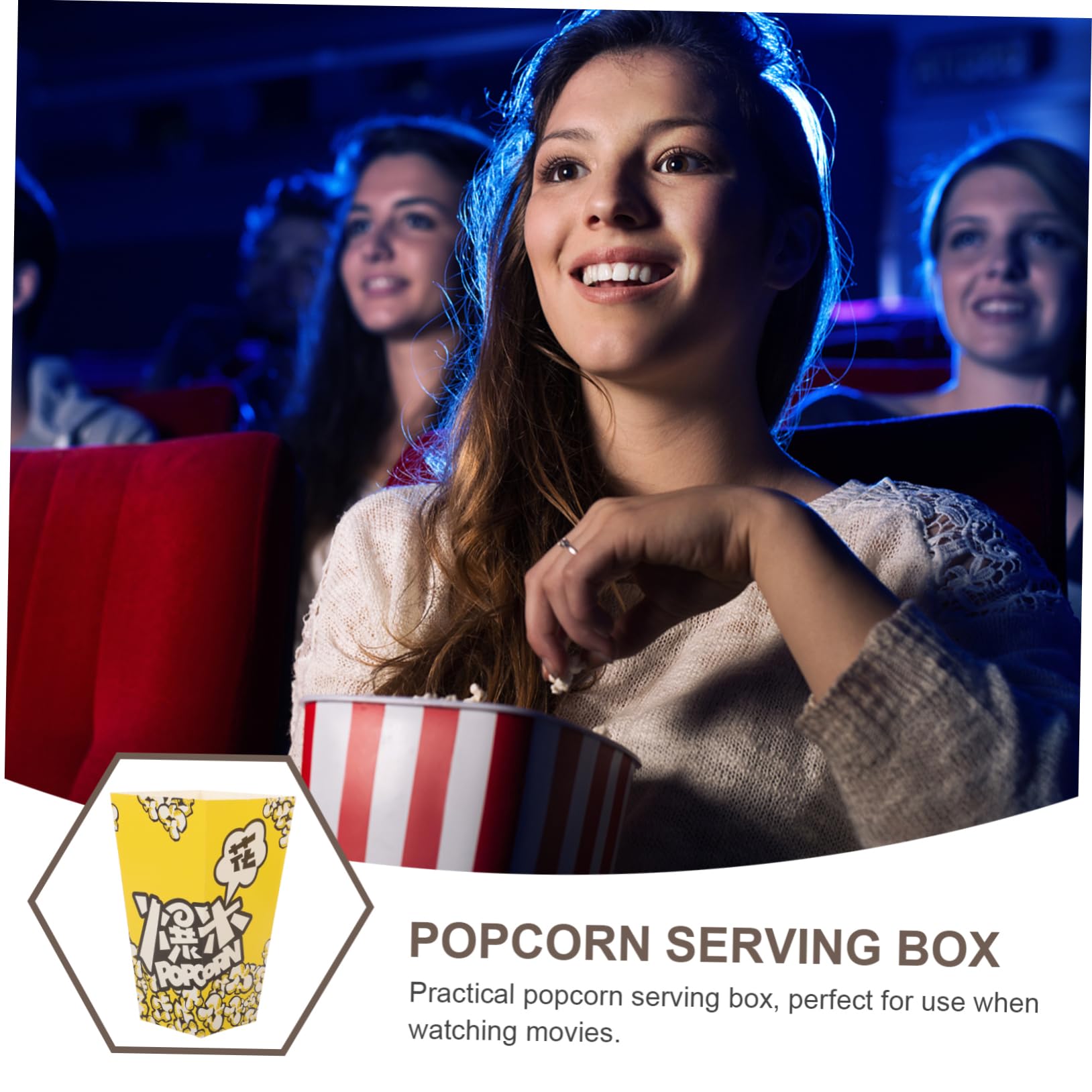 100 Stück Popcornboxen aus Papier in Gelb für Partys | Weiße Kartonqualität, für Süßwaren und Snacks, Dekorative Muster, Selbstgemacht Bäckerei und Festlichkeiten