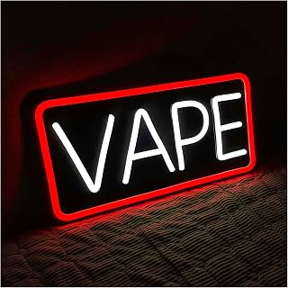 30"x15" Extra Large LED VAPE Signs for Business, Super Bright Neon VAPE Sign with Sturdy Chain, 5 Levels Brightness Adjustable VAPE Sign for Store Retail Shop Window Bar Restaurant (White/Red)