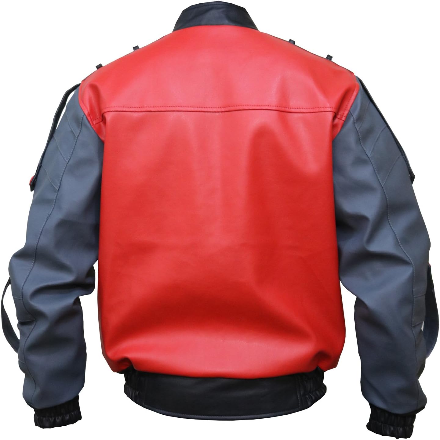 The Jasperz Men's Red and Grey Bomber Synthetic Leather Biker Jacket For Men, XXS-3XL - Image 3