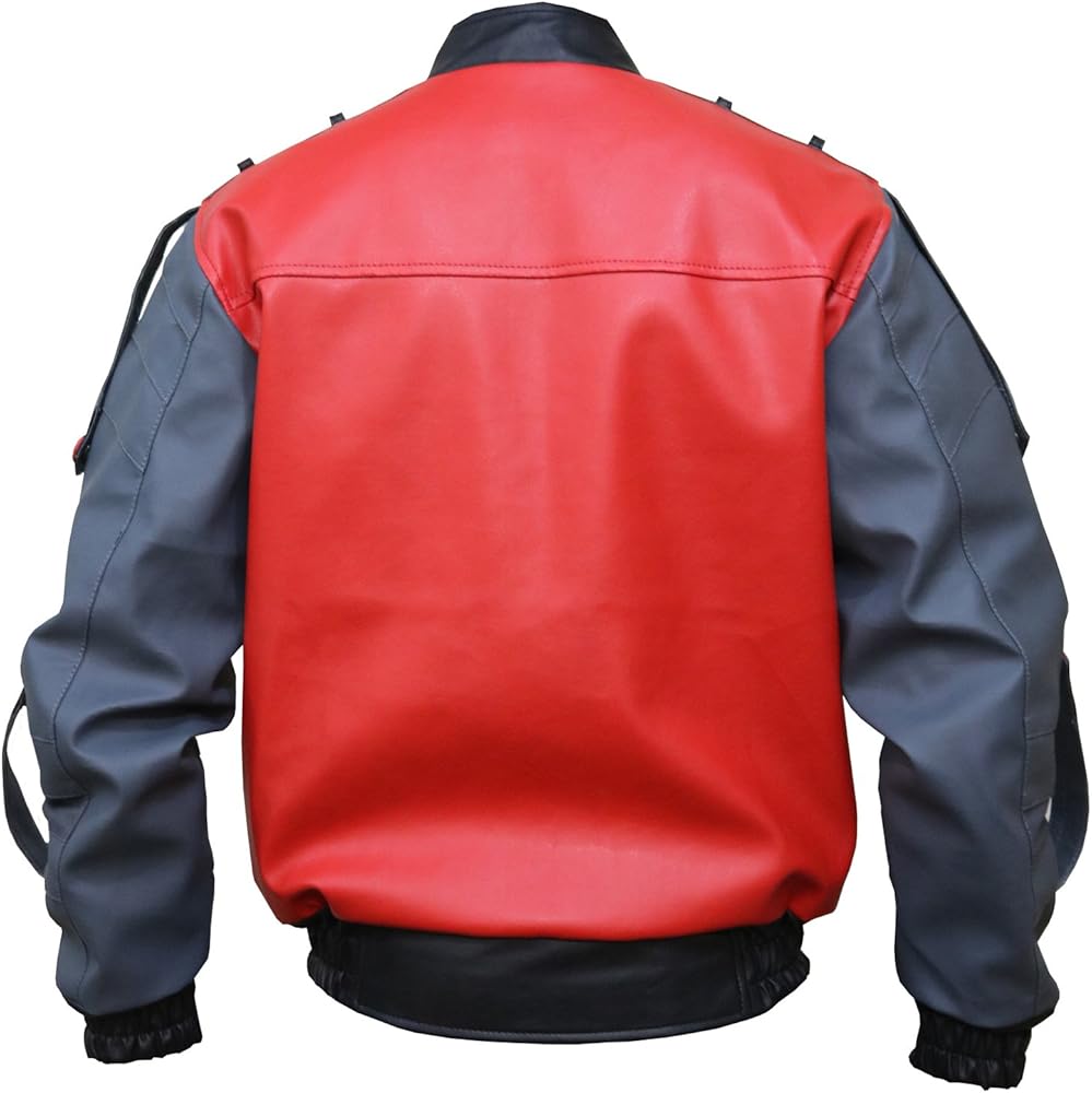 The Jasperz Men's Red and Grey Bomber Synthetic Leather Biker