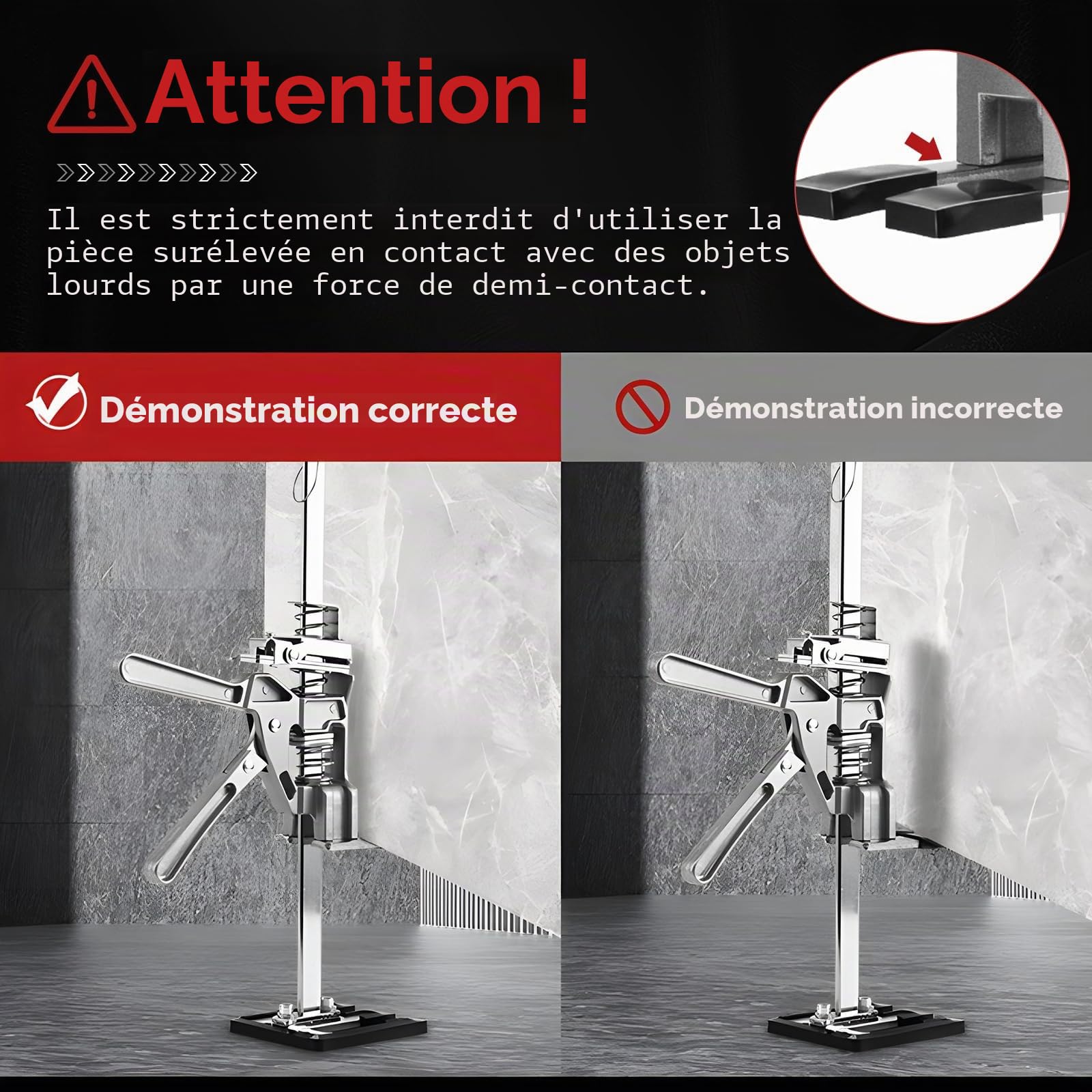 panthem Lot de 2 élévateurs économes de travail - Hauteur : 39 cm - Outil de levage avec échelle et descente lente - Outil de montage pour soulever et aligner avec précision les portes, carreaux