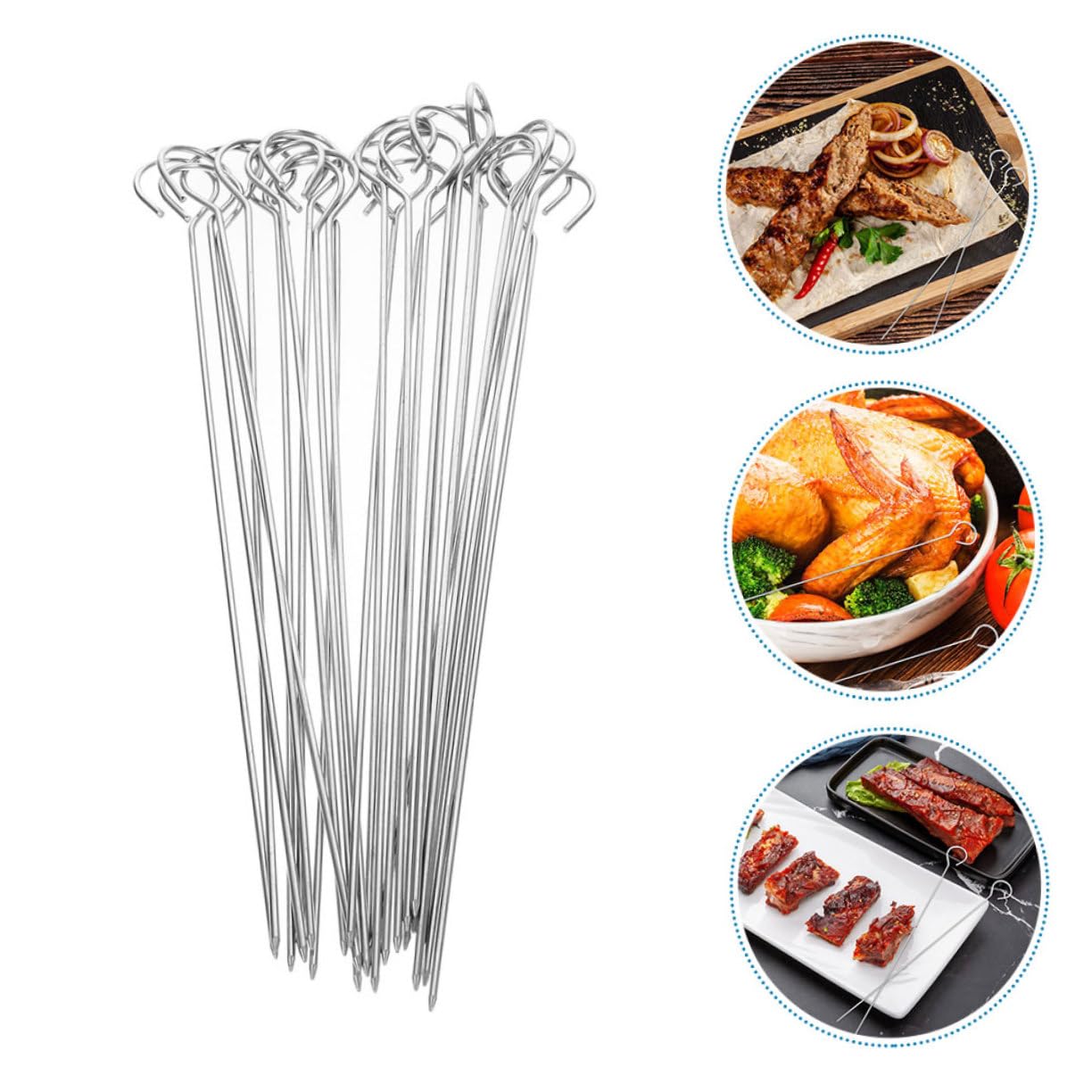 TOYANDONA 25pezzi Spiedini in Acciaio Resistente Per Spiedini Riutilizzabili Per Barbecue Aghi Lunghi Per Grigliare Carne Verdure Frutta Per Barbecue All Aperto Campeggio e Riunioni Di