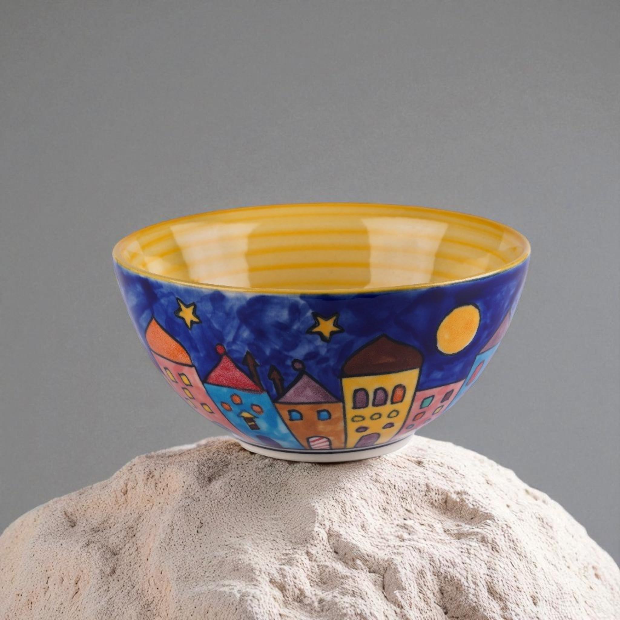 Gall&Zick Tazza da caffè con motivo città, dipinta a mano, ca. 350 ml, in ceramica, set da 4 pezzi
