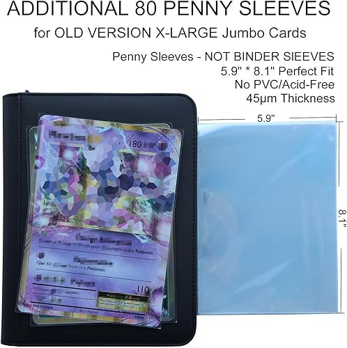 Miniatura 4 de Rayvol Carpeta de tarjetas jumbo tamaño XL, se adapta a 80 tarjetas jumbo XL, incluye 80 fundas de centavo XL, carpeta de tarjetas jumbo sin anillo