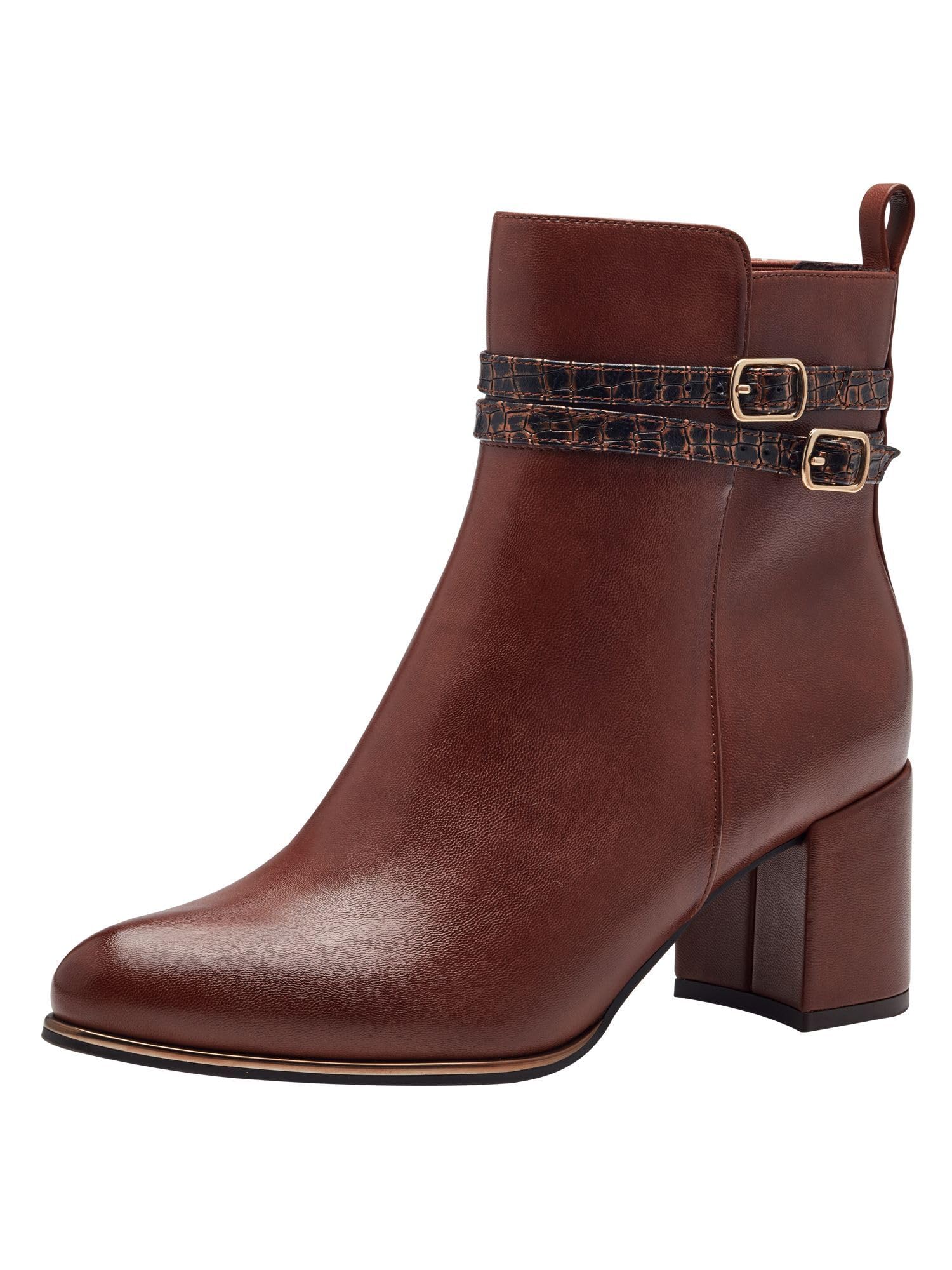 MARCO TOZZI Women's Bootie Zip + Briefs 2-25332-43 Ankle Boot, Cognac Comb, 6.5 UK