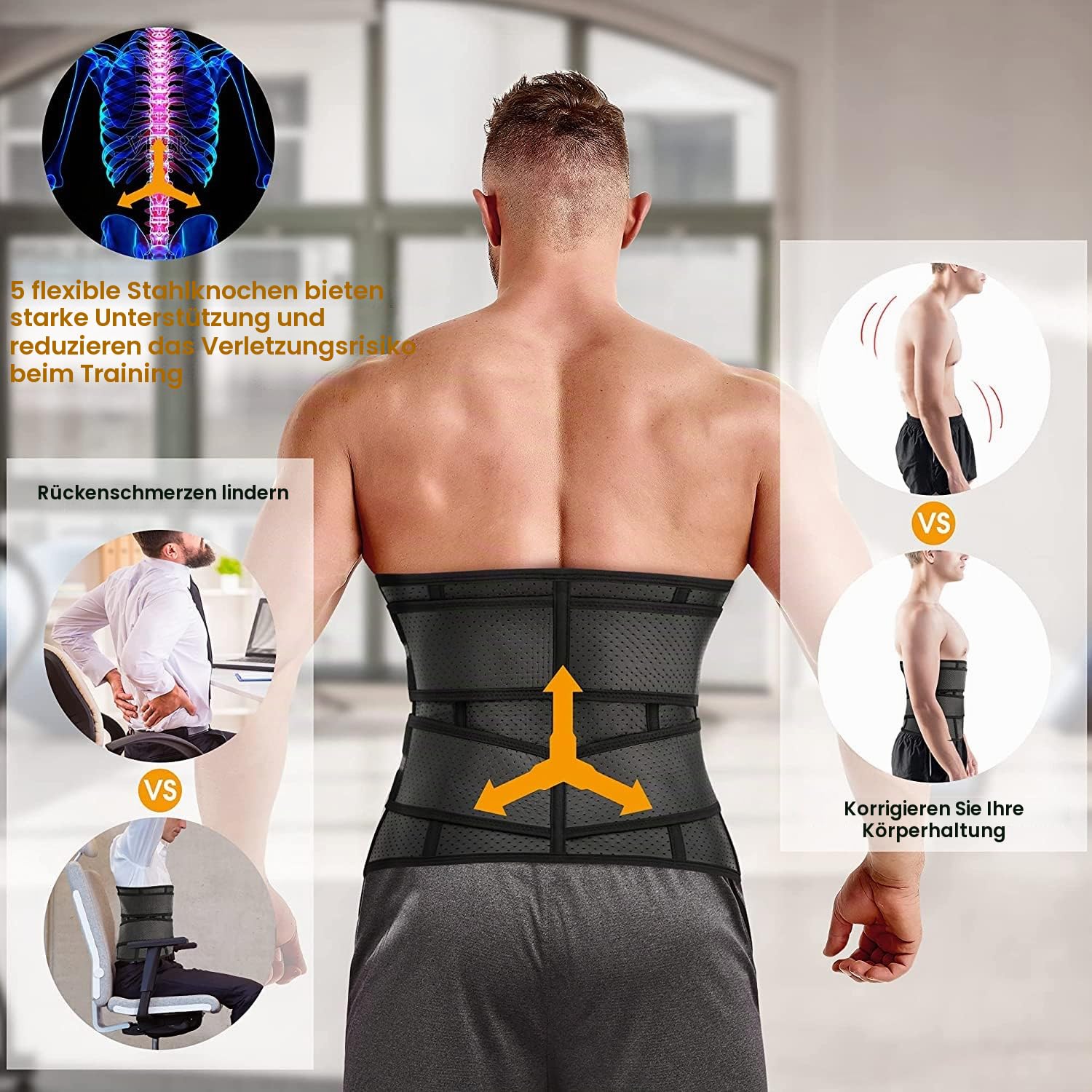 KUMAYES Bauchweggürtel Fitnessgürtel Herren bauchtrainer Neopren Sauna Taille Trimmer Schwitzgürtel Taillenmieder