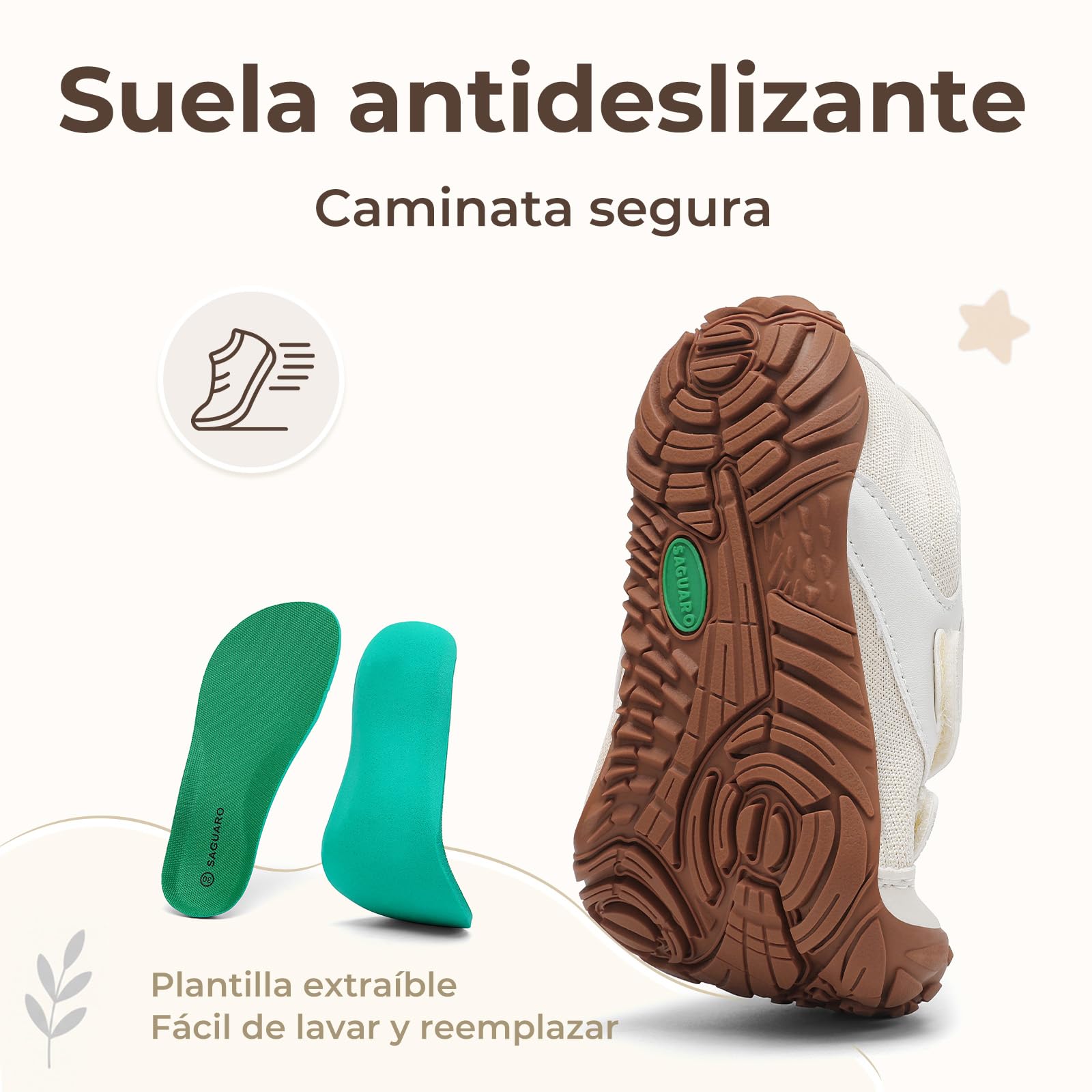 SAGUARO Niños Niña Niño Zapatillas Barefoot Ligeras Suaves Cómodos Calzado Barefoot Minimalista Zapatos de Trail para Deporte y Uso Diario,Beige,27EU