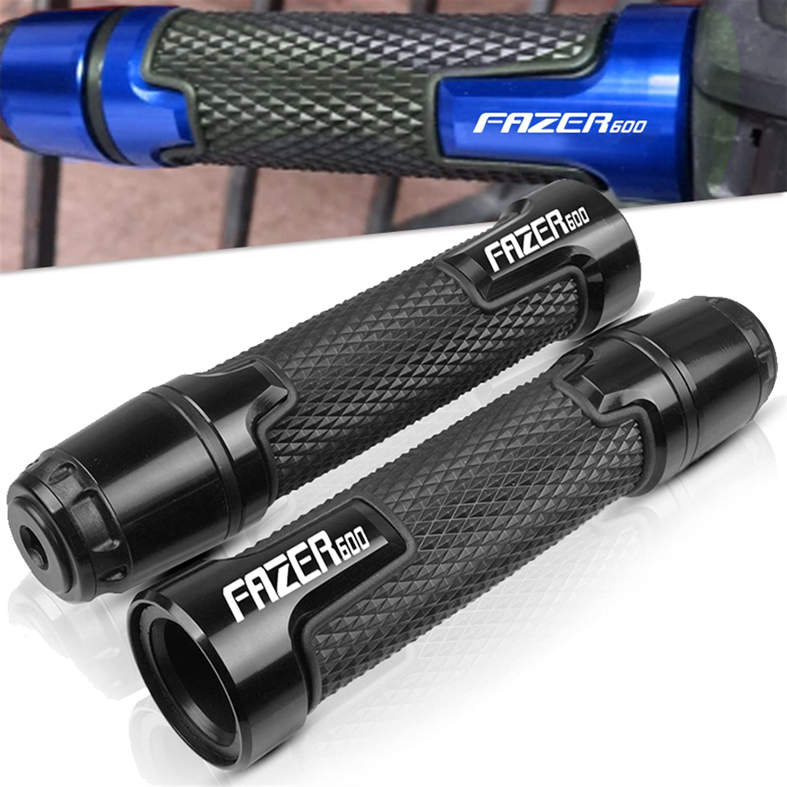 Moto Impugnatura CNC Moto Impugnatura del Manubrio Maniglia Bar Moto Manopole del Manubrio per YANAHA FAZER600 FZ6S/FZ6N 1998 1999 2000 2001 2002 2003 (Color : Blau)