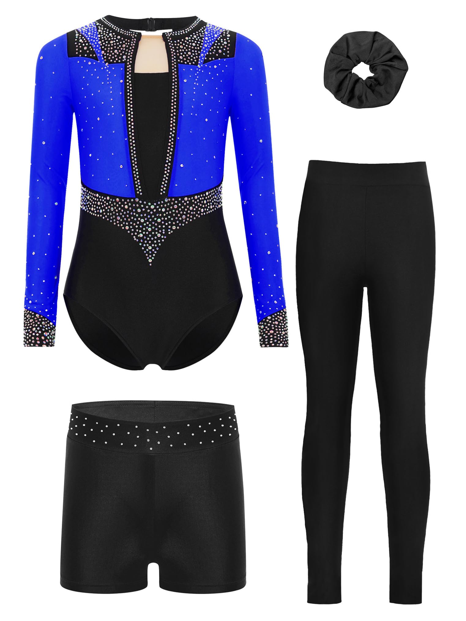 Freebily Conjunto De Baile para Niñas Leotardo Gimnasia Rítmica Mangas Largas con Pantalones Cortos Maillot De Gimnasia Deportiva