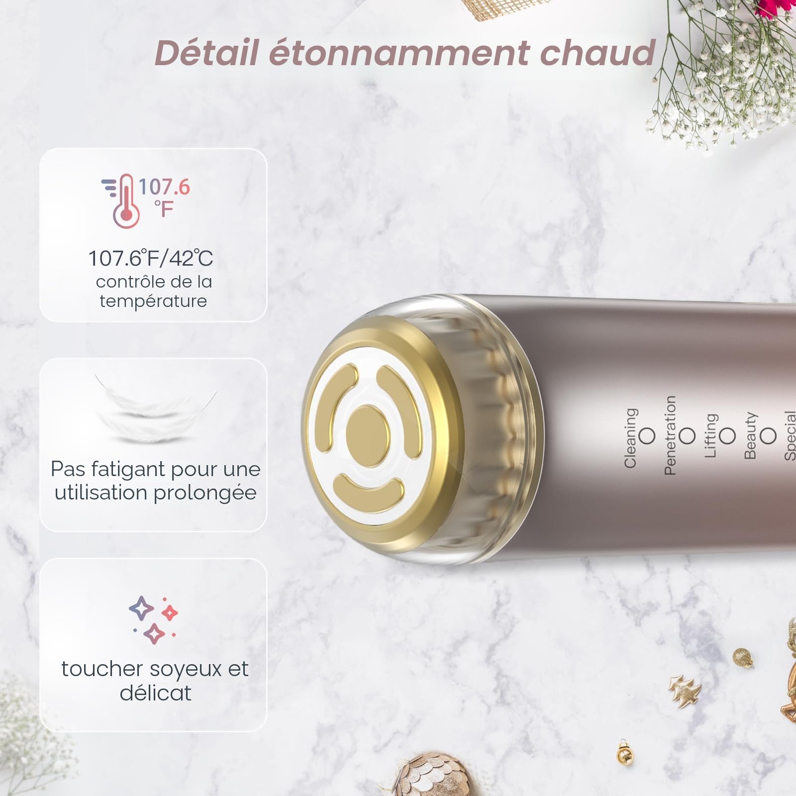 Radiofréquence Facial Visage, Machine Appareil Massage Facial EMS Haute Fréquence 6 en 1, Luminothérapie Visage, Masseur Facial Anti-âge Anti-rides, Nettoyage en Profondeur