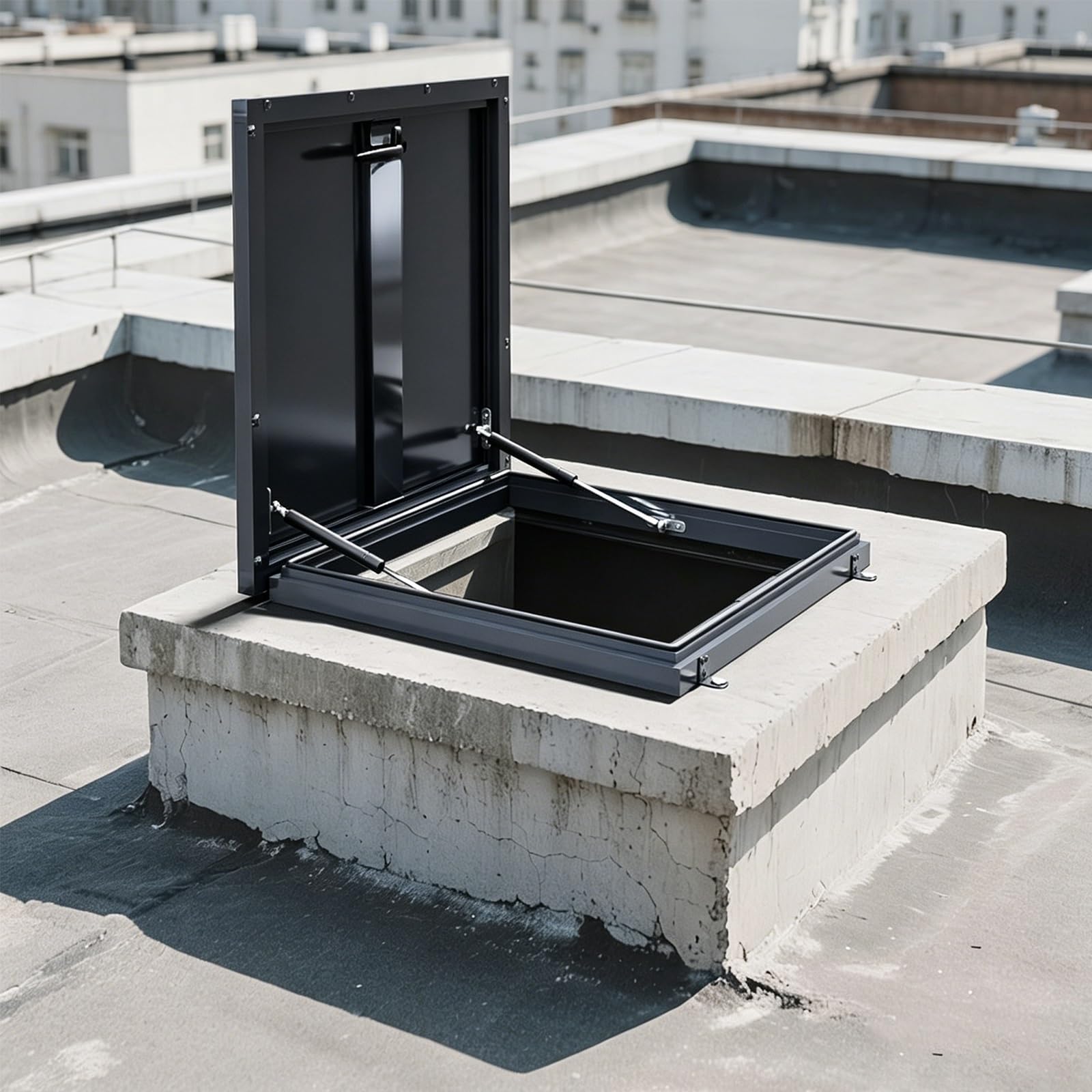 Sortie de sous-sol et toit étanche : lanterneau trappe d'accès aluminium 75x75cm anti-infiltration