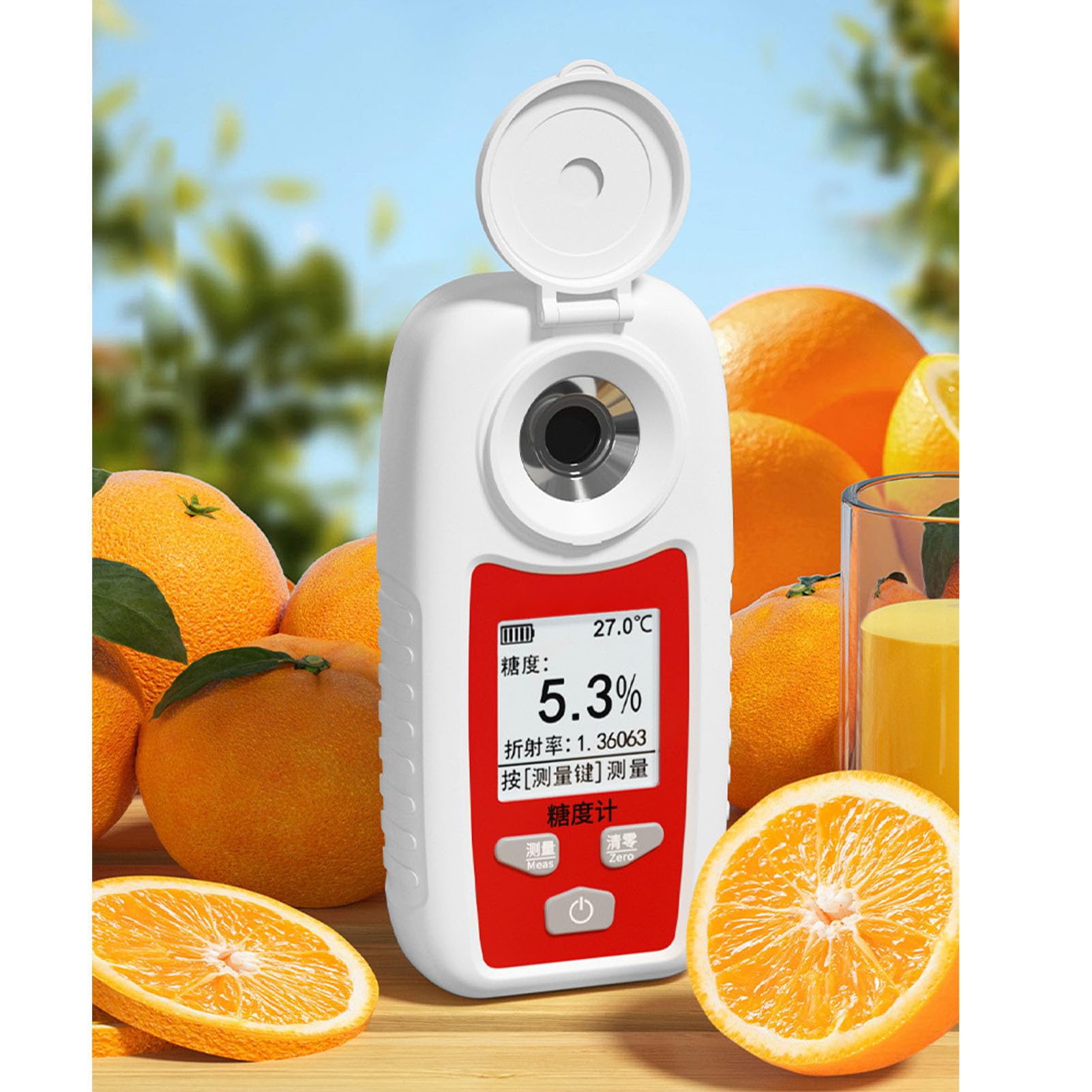 SUNGOOYUE Medidor de Azúcar de Frutas Medición Brix No Destructiva Refractómetro de Azúcar Digital Liviano para Medir el índice de Dulzor en Frutas, Probador de Dulzor Portátil para Entusiastas de