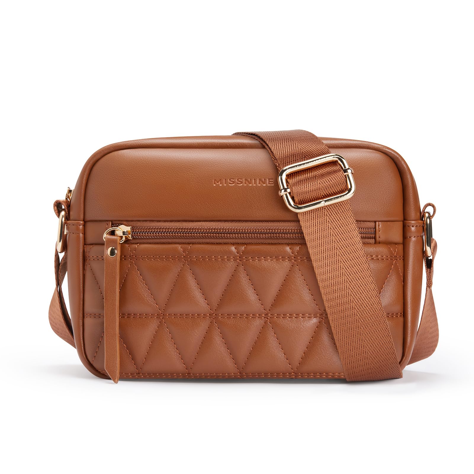 Missnine Small Crossbody Purse Women Quilted Crossbody Bags Soft Leather Shoulder Handbags with Adjustable Strap