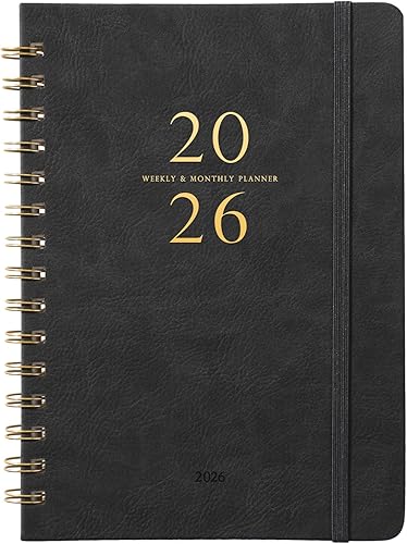 Agenda 2026 - Agenda semanal y mensual 2026 con 12 pestañas mensuales, enero 2026 a diciembre 2026, 6.3 x 8.4 pulgadas, tapa dura flexible, papel