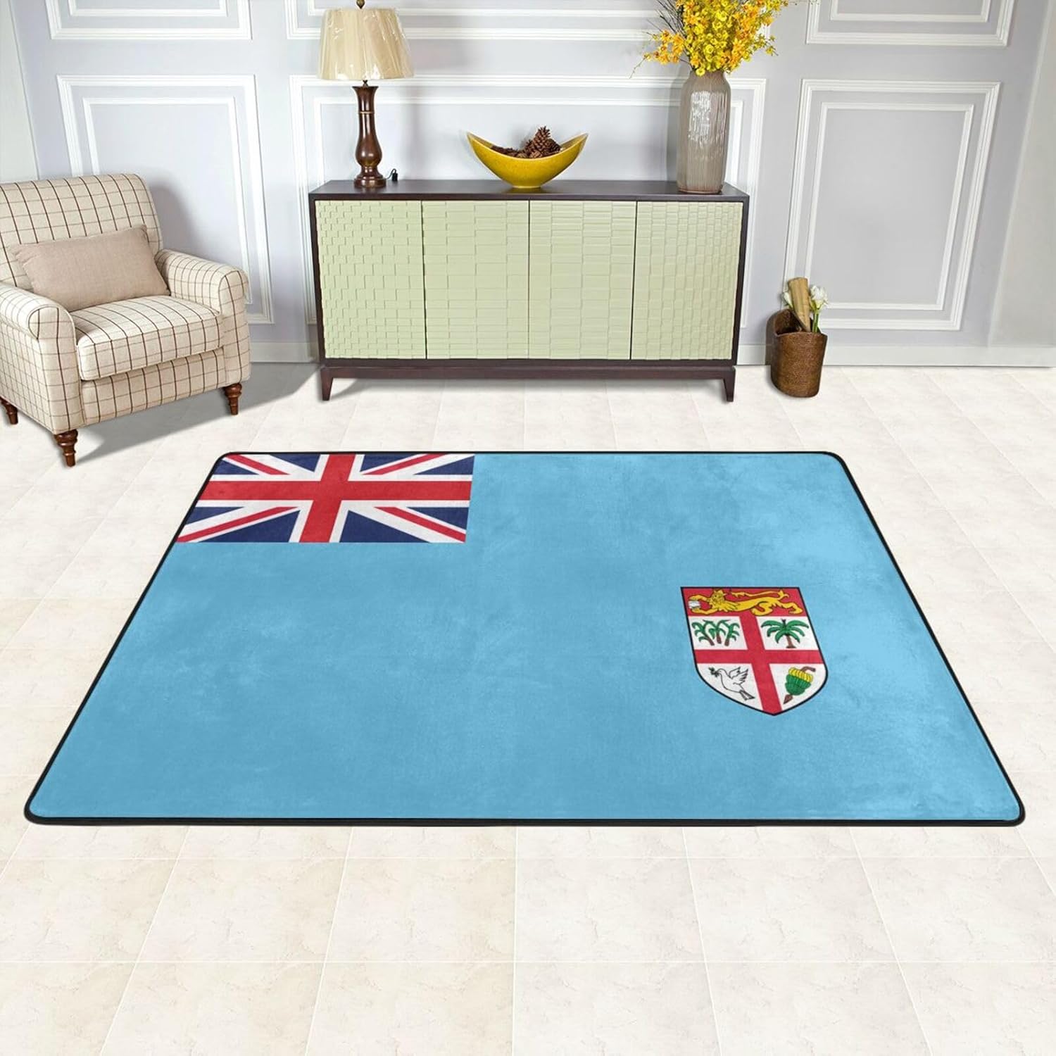 Fiji Flag Printed Anti-Slip Floor mat Carpet Rug 72"x48" for Living Room Office Coffee Table Bed Balcony