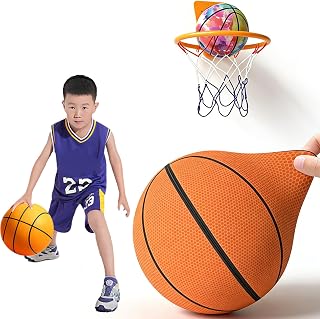 Genérico Pelota Silenciosa de Baloncesto Incluye Canasta de Tiro de Regalo, Balon Baloncesto Silencioso Talla 7 y 5 con Núcleo de Espuma de Alta Densidad para Rebote Ultra Silencioso